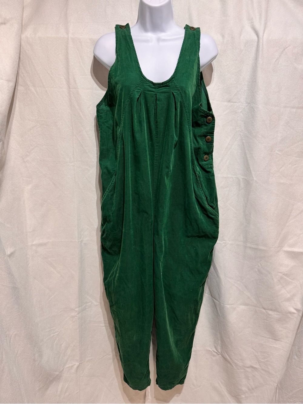 Gitano Ma Relaxed Oversize Green Corduroy Maternity Harem Style Jumpsuit Overall